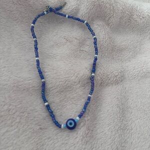 Blue Beaded Evil Eye Choker Necklace - Women Jewelry